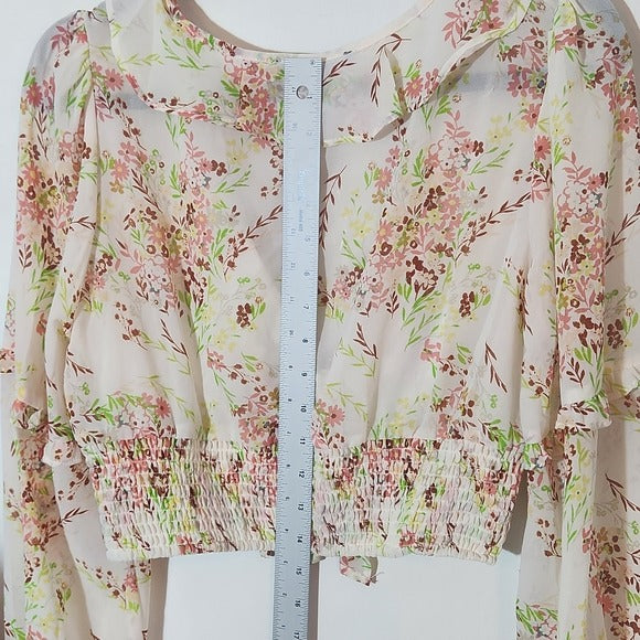 Forever 21 Pink Floral Cropped Top Size Large NWOT