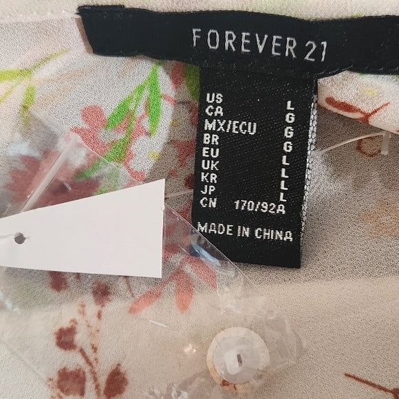 Forever 21 Pink Floral Cropped Top Size Large NWOT