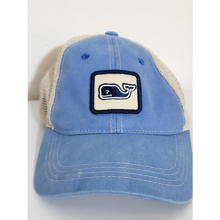 Vineyard Vines Blue and White Trucker Hat One Size Adjustable Whale Logo
