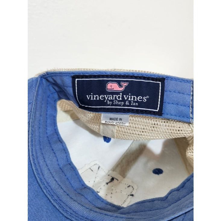 Vineyard Vines Blue and White Trucker Hat One Size Adjustable Whale Logo