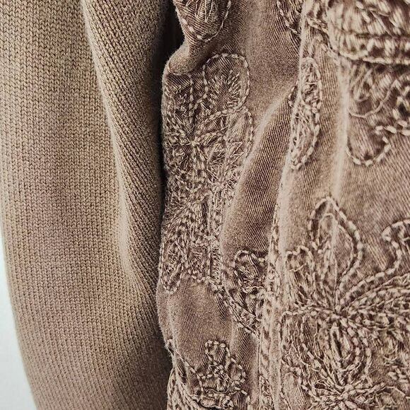 Denim & Co. Brown Bomber Sweater Jacket Size Medium Brown Zip-Up Jacket