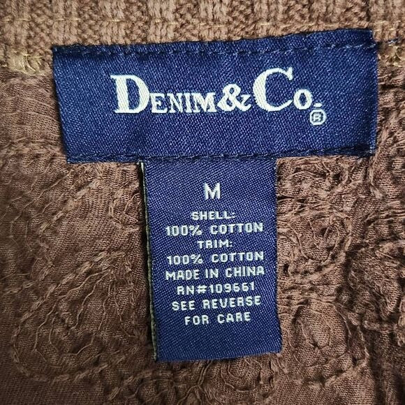 Denim & Co. Brown Bomber Sweater Jacket Size Medium Brown Zip-Up Jacket