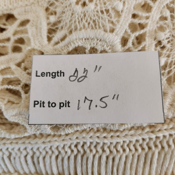 Chico's Cream Crochet Knit Top Size Small Chico's Cream Open Knit Top