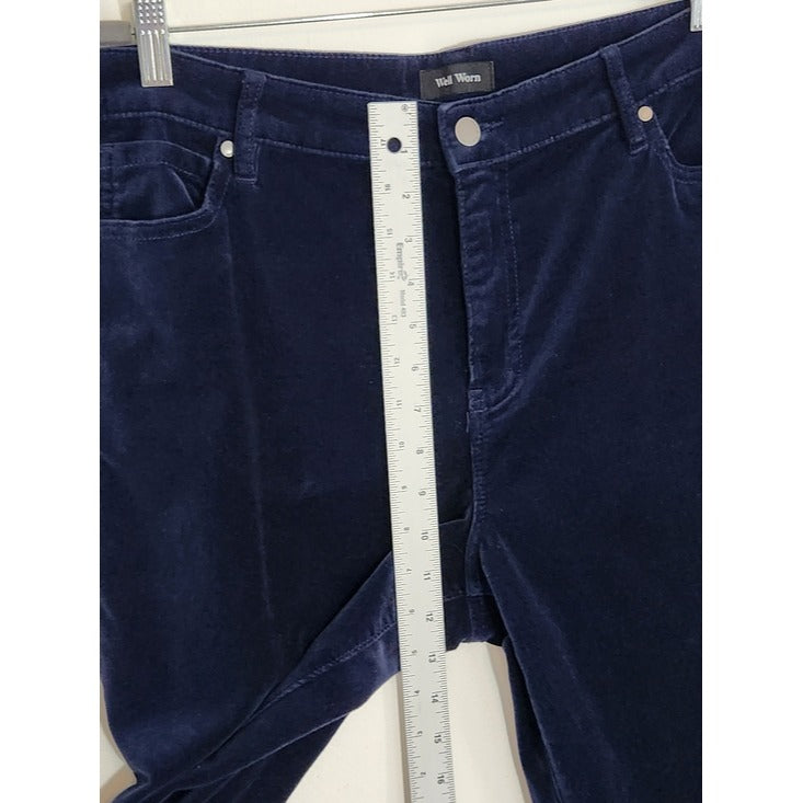Well Worn Womens Blue Velvet Pants Size 14
