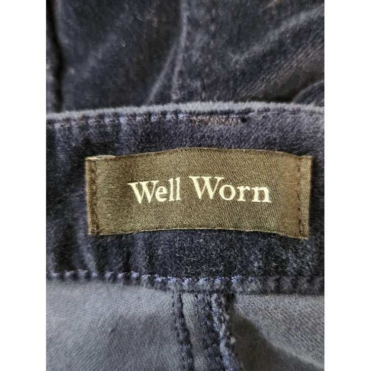 Well Worn Womens Blue Velvet Pants Size 14