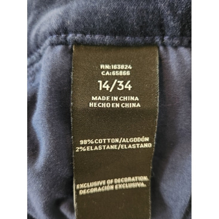 Well Worn Womens Blue Velvet Pants Size 14