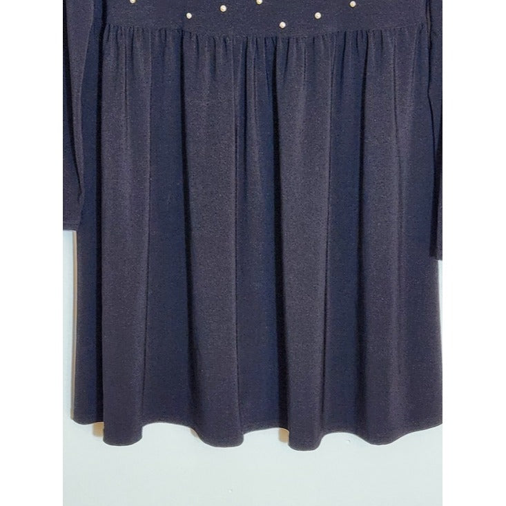 Cato Black Long Sleeve Mini Dress with Gold-tone Stud Detail Size Small