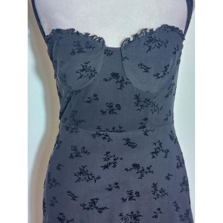 Fashion Nova Julia Flocked Black Mini Dress Size Medium NWT