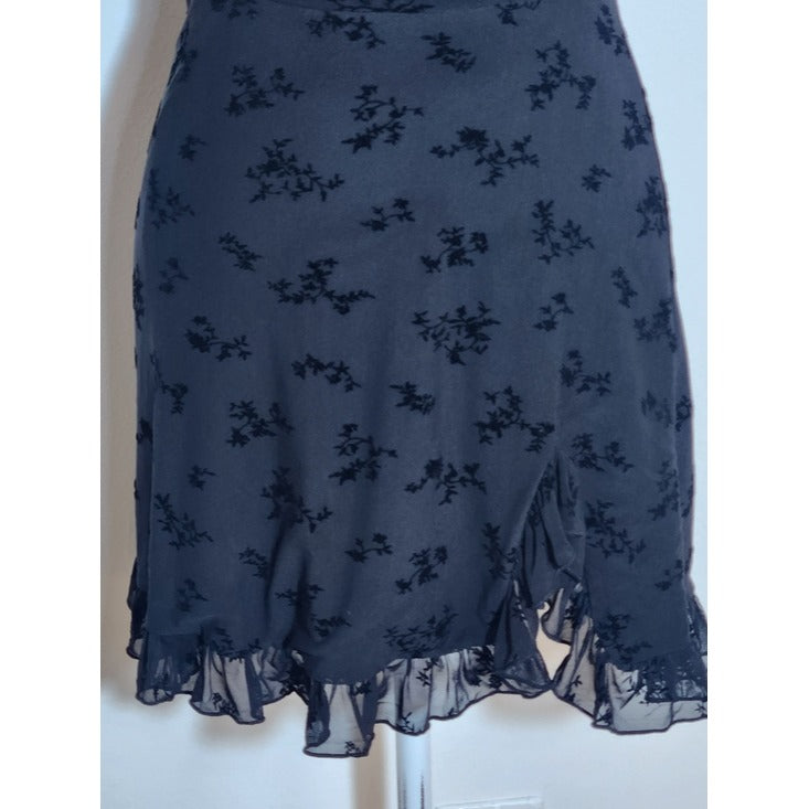 Fashion Nova Julia Flocked Black Mini Dress Size Medium NWT