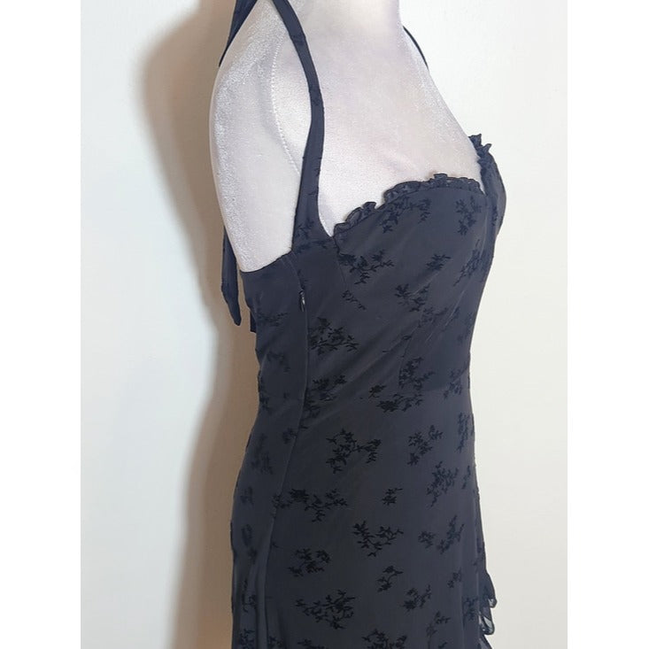 Fashion Nova Julia Flocked Black Mini Dress Size Medium NWT