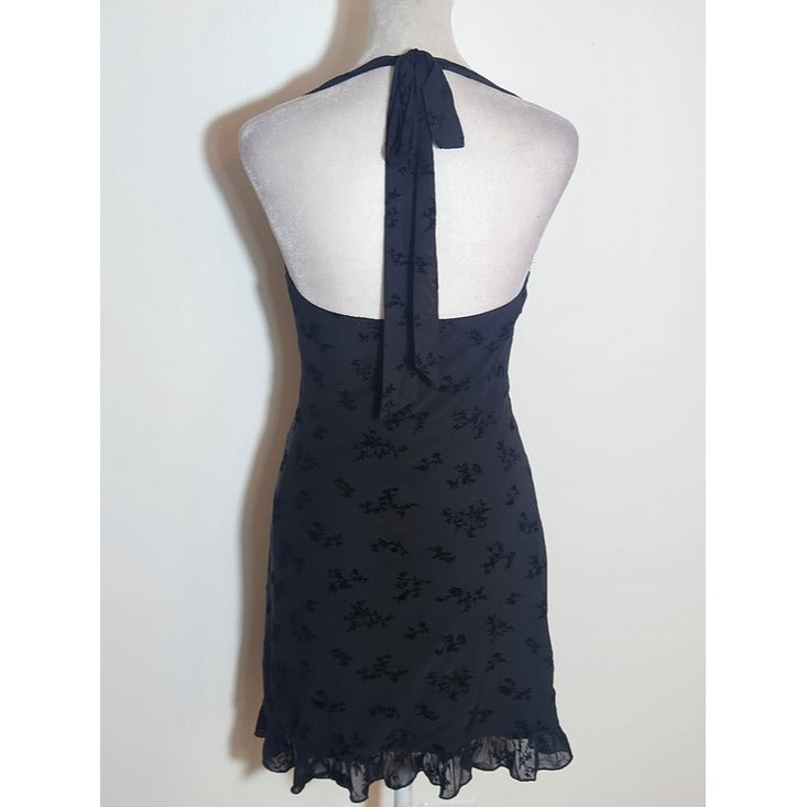 Fashion Nova Julia Flocked Black Mini Dress Size Medium NWT