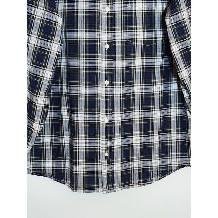 Gap Mens Navy and Green Plaid Button Down Shirt Size XL