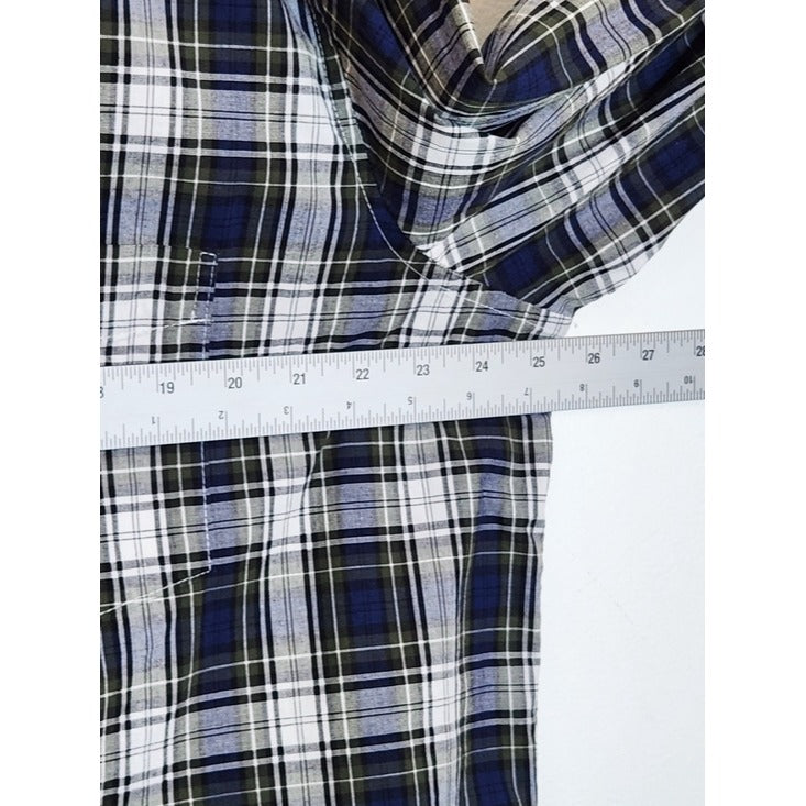 Gap Mens Navy and Green Plaid Button Down Shirt Size XL