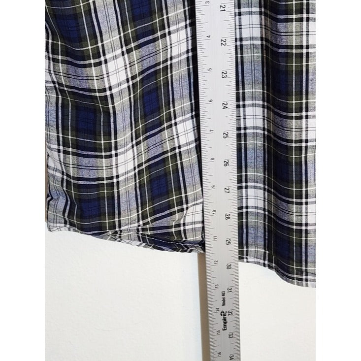 Gap Mens Navy and Green Plaid Button Down Shirt Size XL