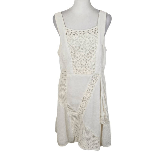 Nanette Lepore Cream Boho Crochet Dress with Asymmetrical Hem Size 8
