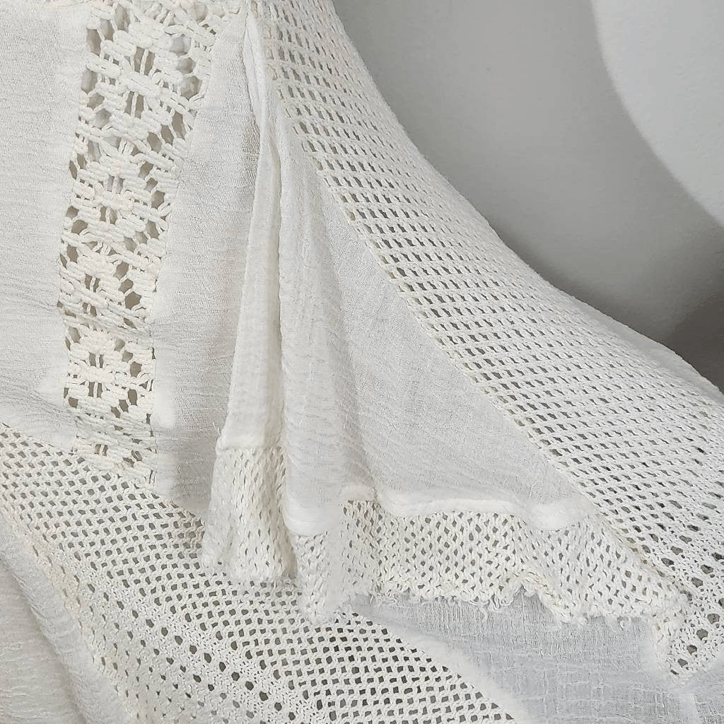 Nanette Lepore Cream Boho Crochet Dress with Asymmetrical Hem Size 8
