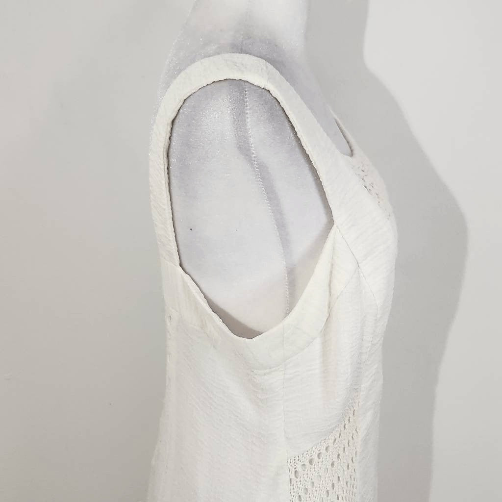 Nanette Lepore Cream Boho Crochet Dress with Asymmetrical Hem Size 8