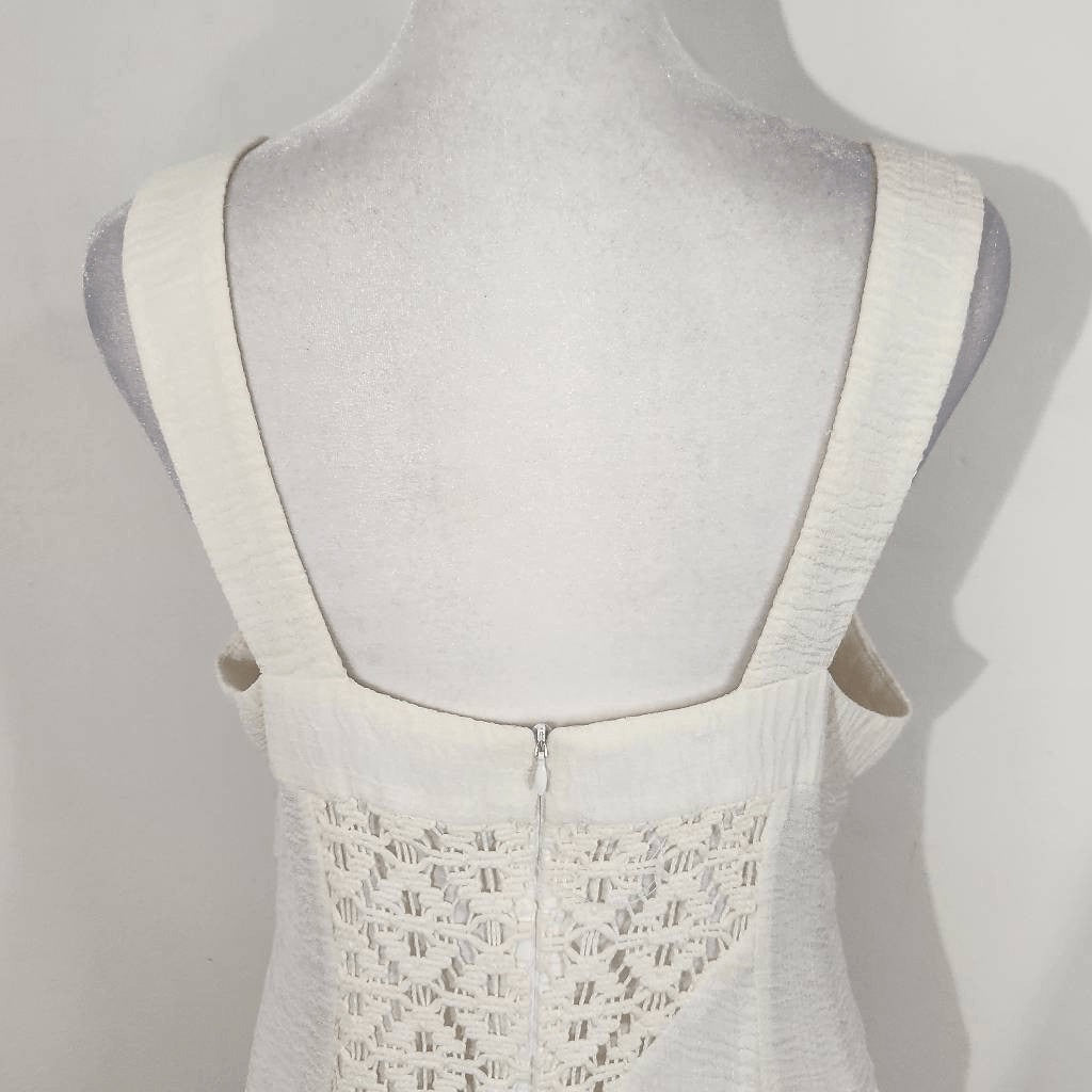 Nanette Lepore Cream Boho Crochet Dress with Asymmetrical Hem Size 8