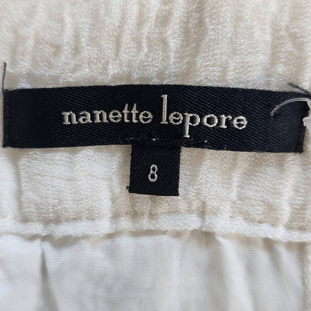 Nanette Lepore Cream Boho Crochet Dress with Asymmetrical Hem Size 8