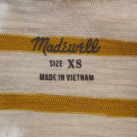 Madewell Mustard Yellow Stripe V-Neck Tank Top Size XS Gold and White Stripe Top