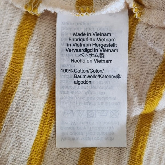 Madewell Mustard Yellow Stripe V-Neck Tank Top Size XS Gold and White Stripe Top