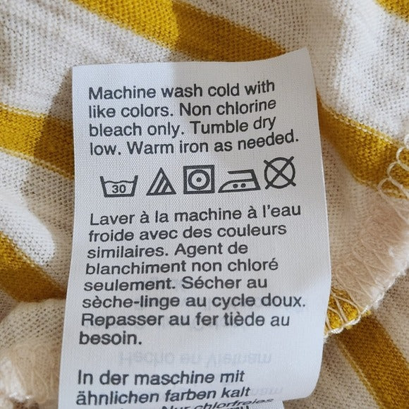 Madewell Mustard Yellow Stripe V-Neck Tank Top Size XS Gold and White Stripe Top