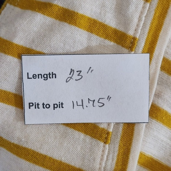 Madewell Mustard Yellow Stripe V-Neck Tank Top Size XS Gold and White Stripe Top