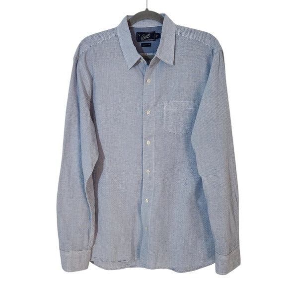 Grayers Blue and White Stripe Long Sleeve Button Down Shirt Size Large