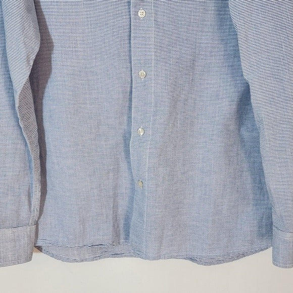 Grayers Blue and White Stripe Long Sleeve Button Down Shirt Size Large