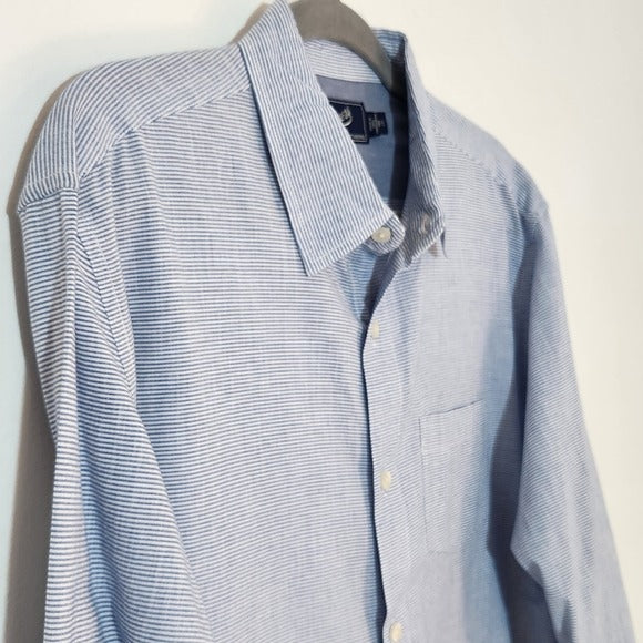 Grayers Blue and White Stripe Long Sleeve Button Down Shirt Size Large