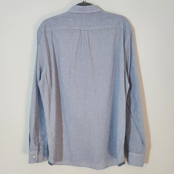 Grayers Blue and White Stripe Long Sleeve Button Down Shirt Size Large
