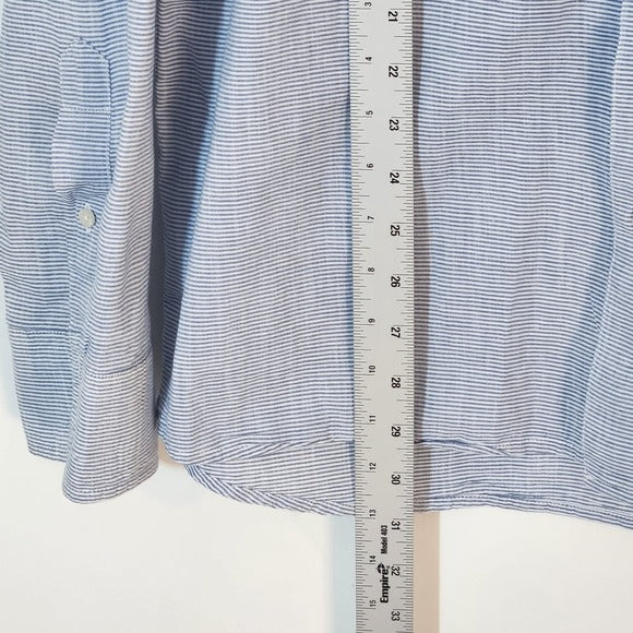 Grayers Blue and White Stripe Long Sleeve Button Down Shirt Size Large