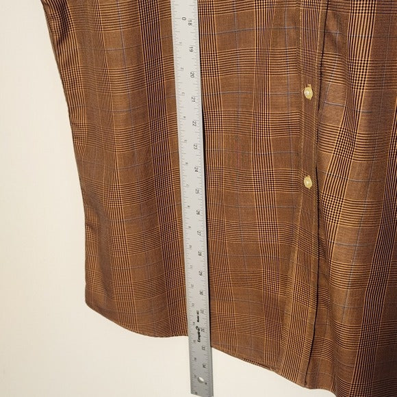 Jos A Bank Brown Plaid Button-Down Shirt Size Large