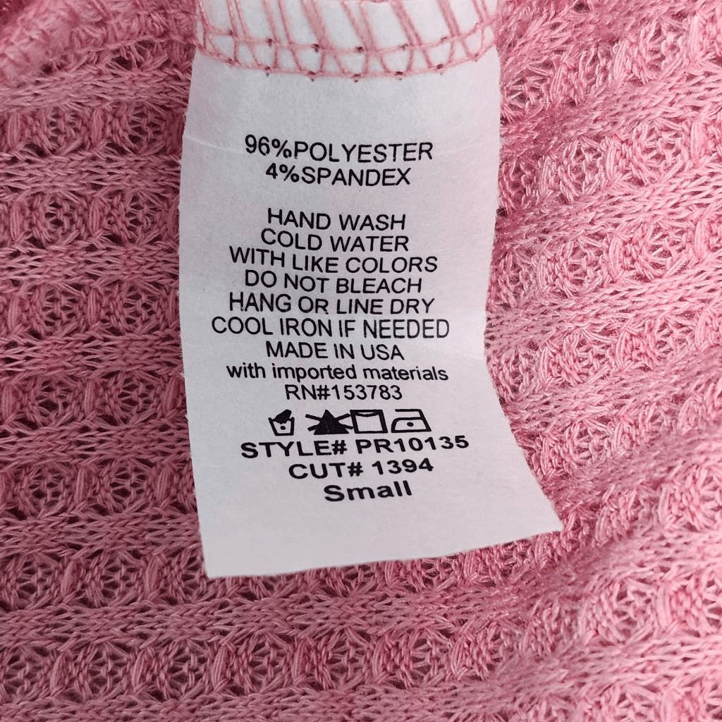 Pink Thermal Knit Top with Open Back Size Small Pink Waffle Knit Top