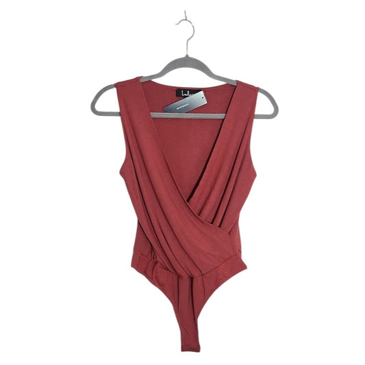 Lulus Marsala Faux Wrap Sleeveless Bodysuit Size Small NWT