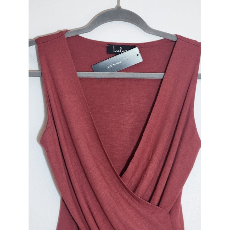Lulus Marsala Faux Wrap Sleeveless Bodysuit Size Small NWT