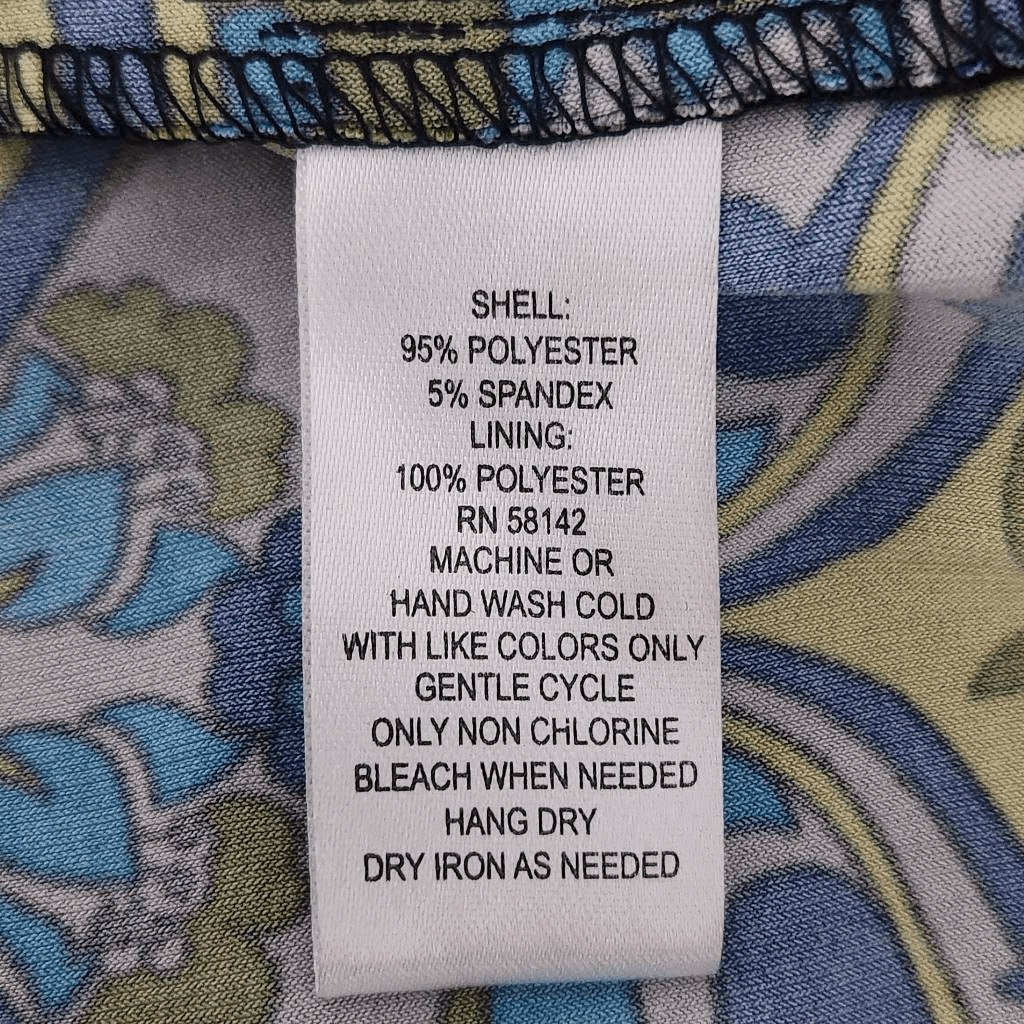 London Times Blue and Green Print Blouson Mini Dress Size 10 Wedding Guest Dress