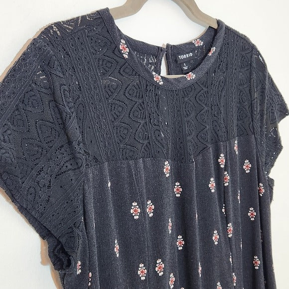 Torrid Black and Gray Print Mini Dress Size 1X