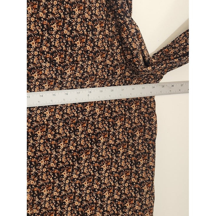 Express Mens Navy and Brown Floral Corduroy Button Down Shirt Size XL