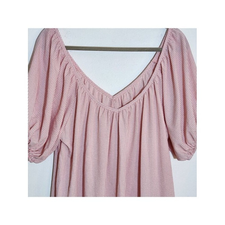 Pink and White Striped Oversized Preppy Dress Size Medium