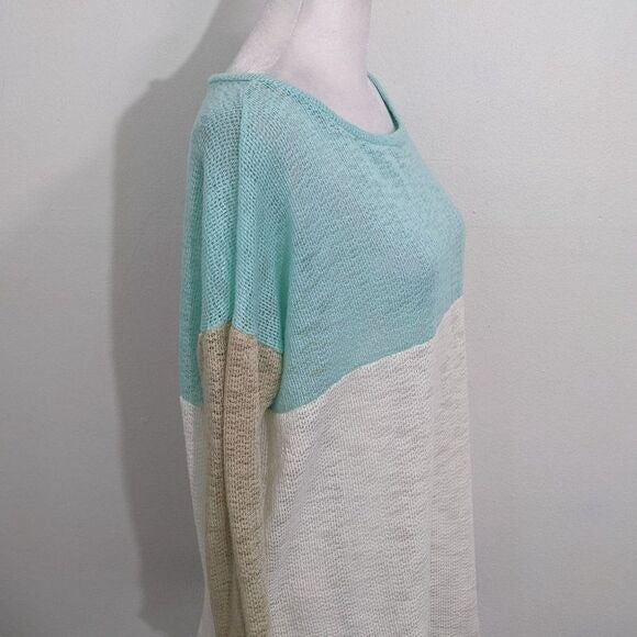 Vanilla Bay Striped Top Size Medium Green Colorblock Top