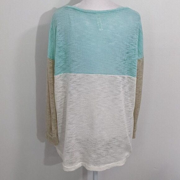 Vanilla Bay Striped Top Size Medium Green Colorblock Top