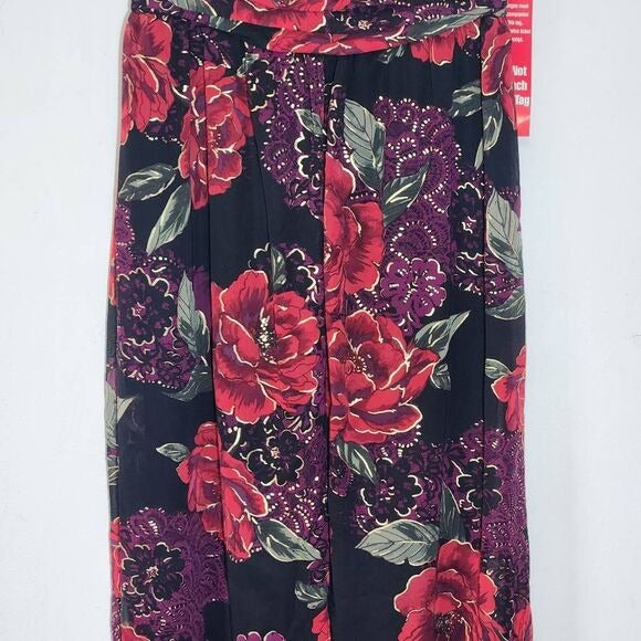 R&M Richards Black and Red Floral Cocktail Jumpsuit Size 6 New