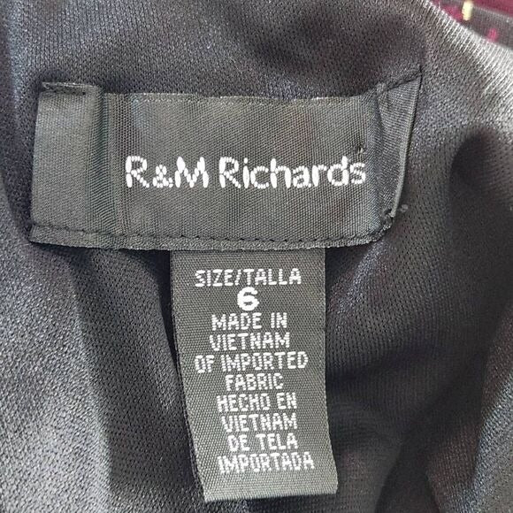 R&M Richards Black and Red Floral Cocktail Jumpsuit Size 6 New