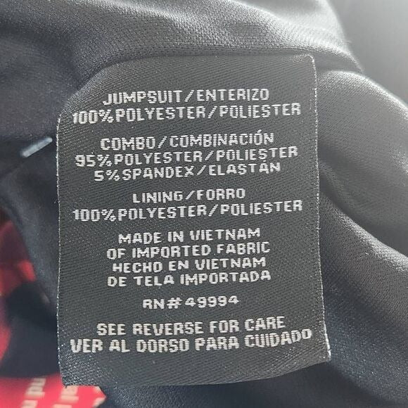 R&M Richards Black and Red Floral Cocktail Jumpsuit Size 6 New