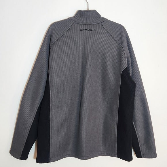 Spyder Mens Gray and Black Fleece-Lined Zip Up Jacket Size XXL