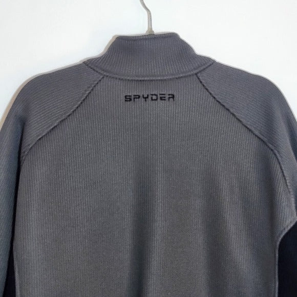 Spyder Mens Gray and Black Fleece-Lined Zip Up Jacket Size XXL