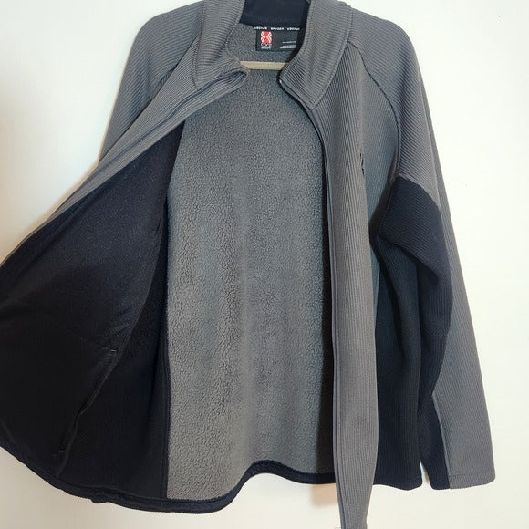 Spyder Mens Gray and Black Fleece-Lined Zip Up Jacket Size XXL