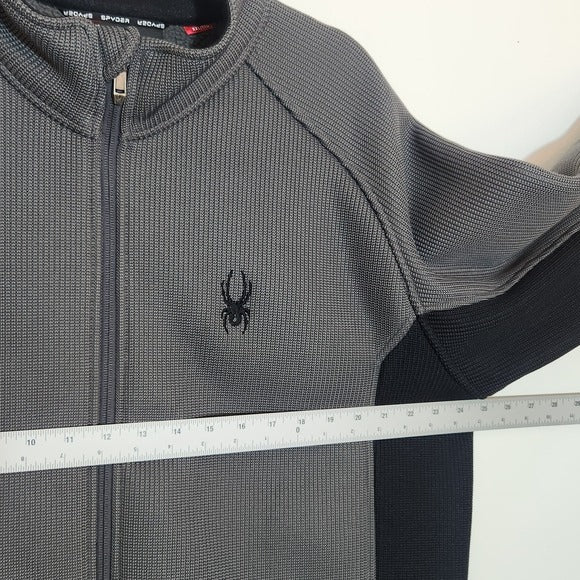 Spyder Mens Gray and Black Fleece-Lined Zip Up Jacket Size XXL