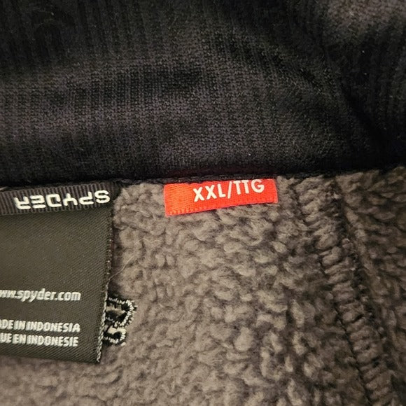 Spyder Mens Gray and Black Fleece-Lined Zip Up Jacket Size XXL
